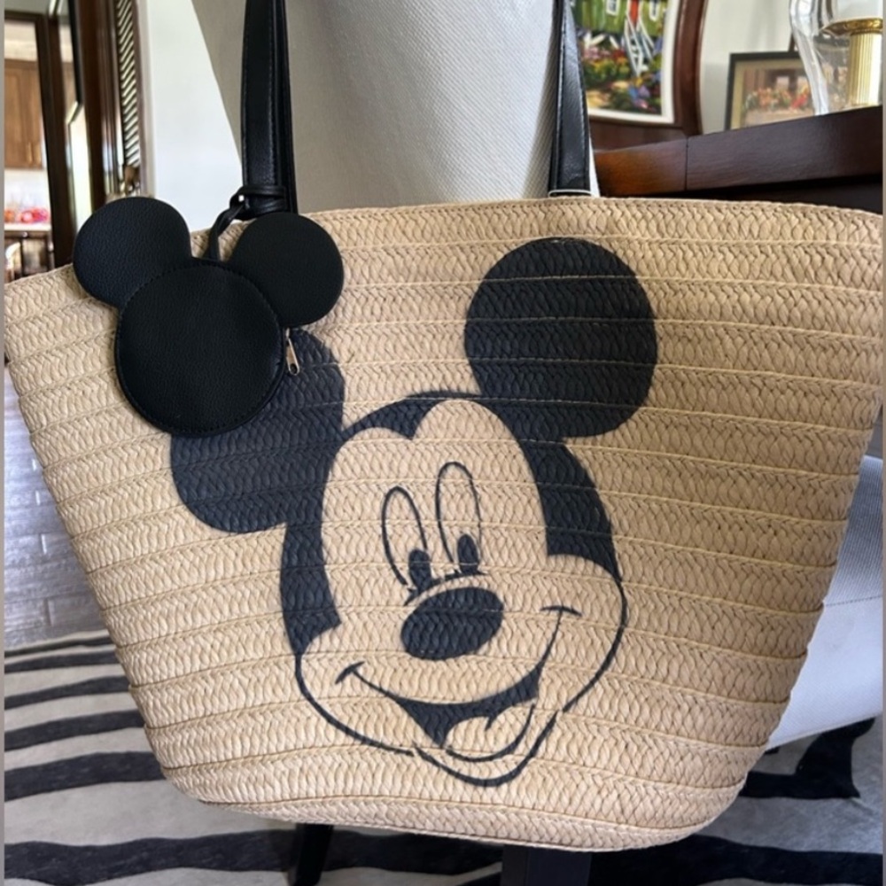NWT Disney Woven Straw Mickey Mouse Tote With Coin Purse Primark Exclusive